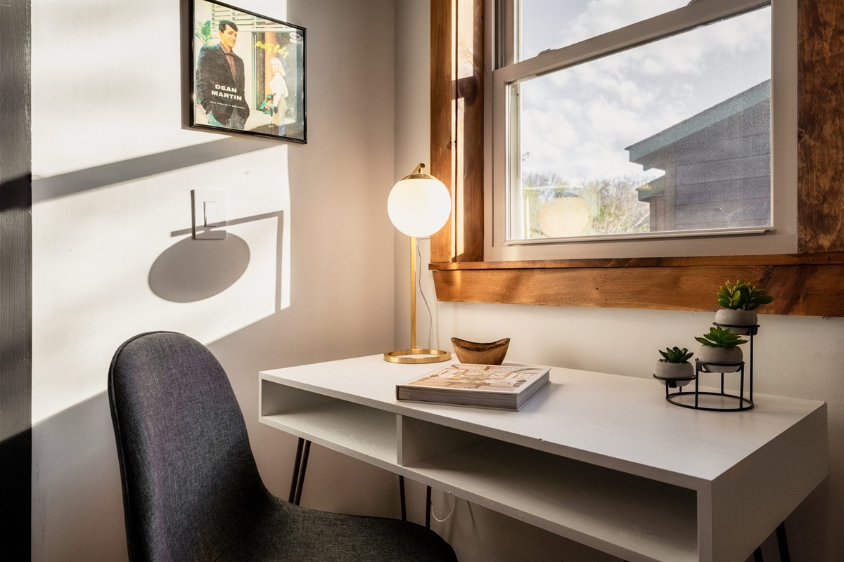 Still be productive while on vacation in this dedicated workspace.