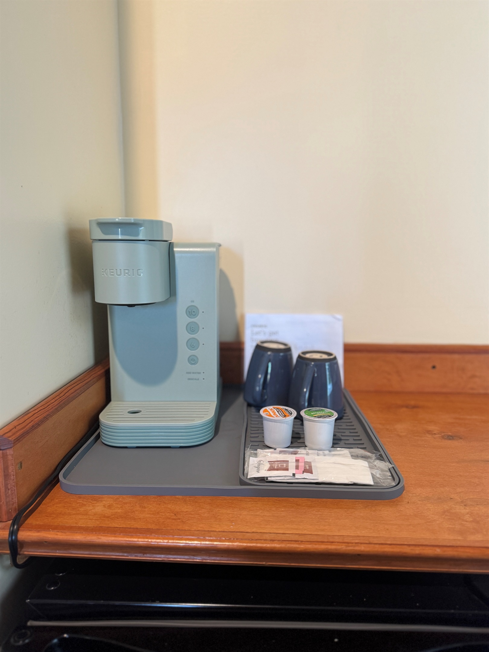 Every guest room has a Keurig.