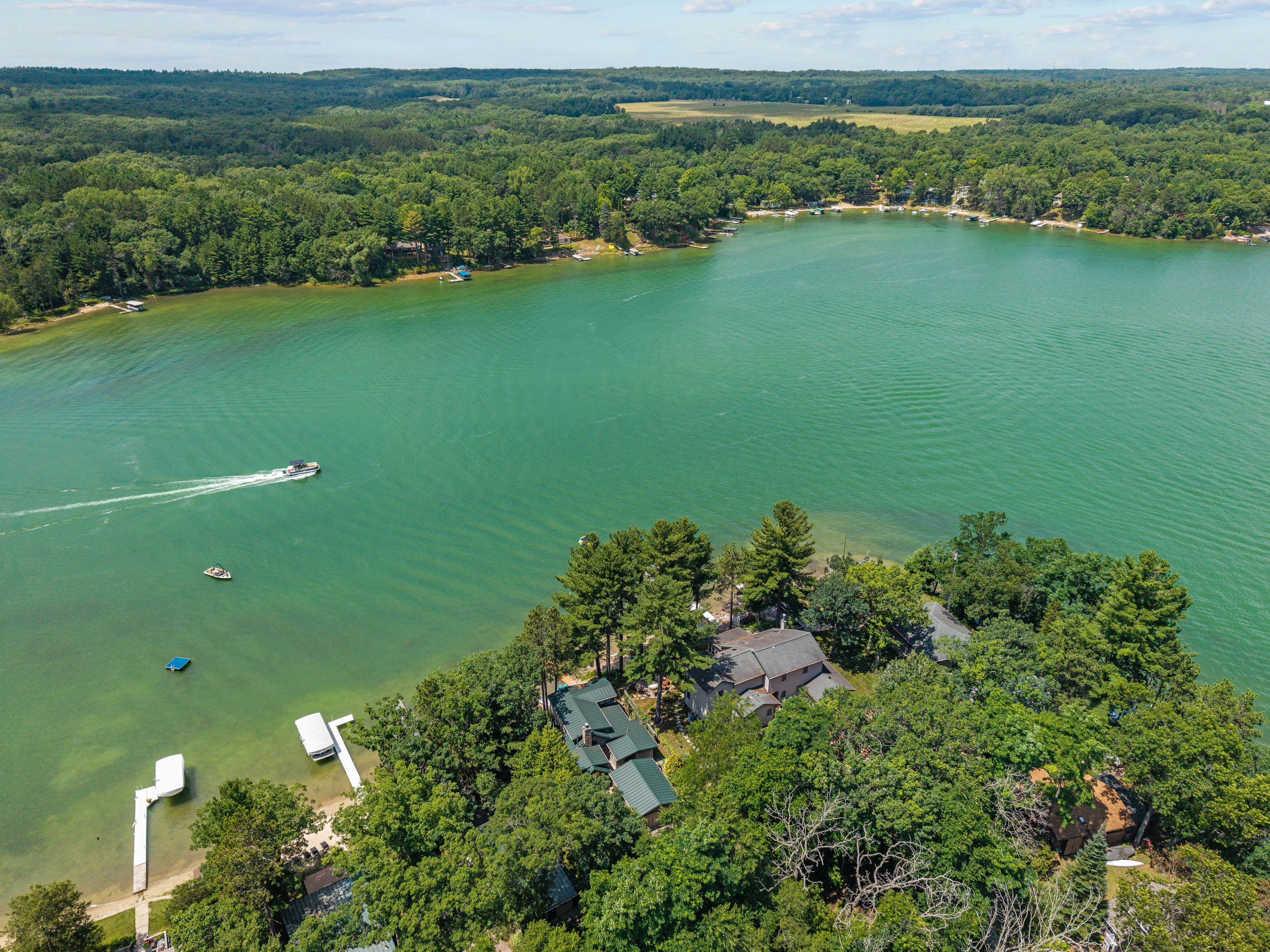 A bird's-eye view showcases the property's peaceful surroundings and everything waiting for you during your stay.