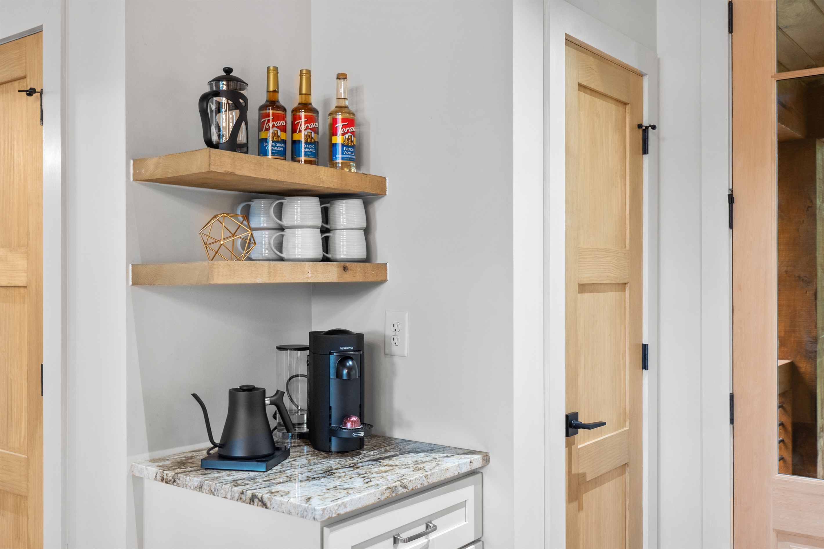 Coffee Bar with Nespresso, Fellow kettle and French Press