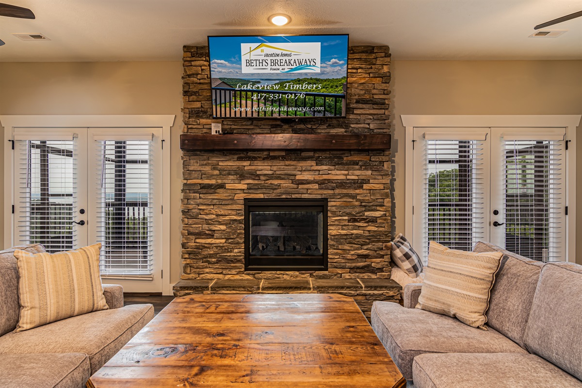 Lower level fireplace