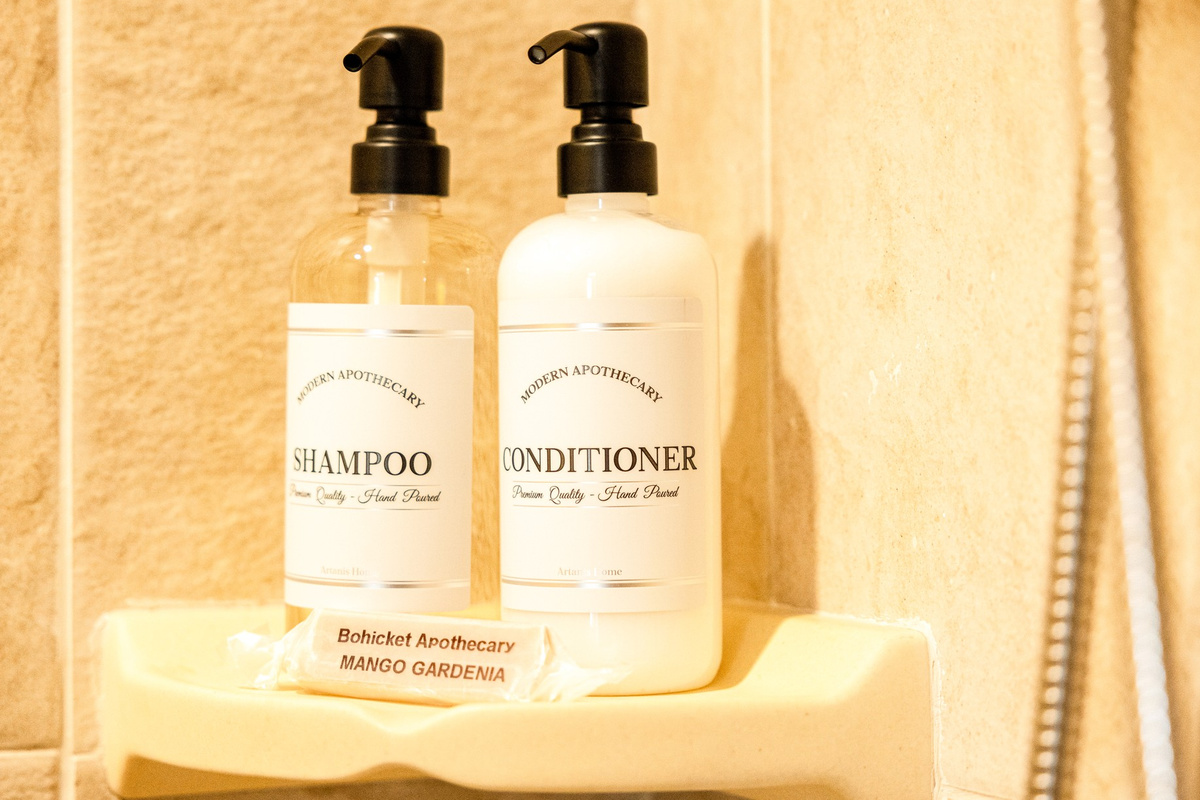 We provide shampoo, conditioner, and artisan soap and lotion.