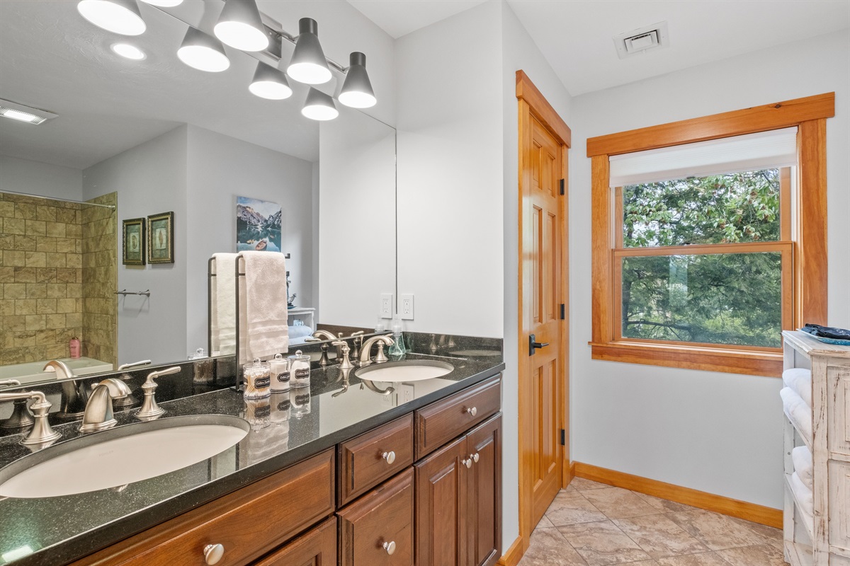 Second floor guest bathroom for loft bedroom and bedroom with 3 beds