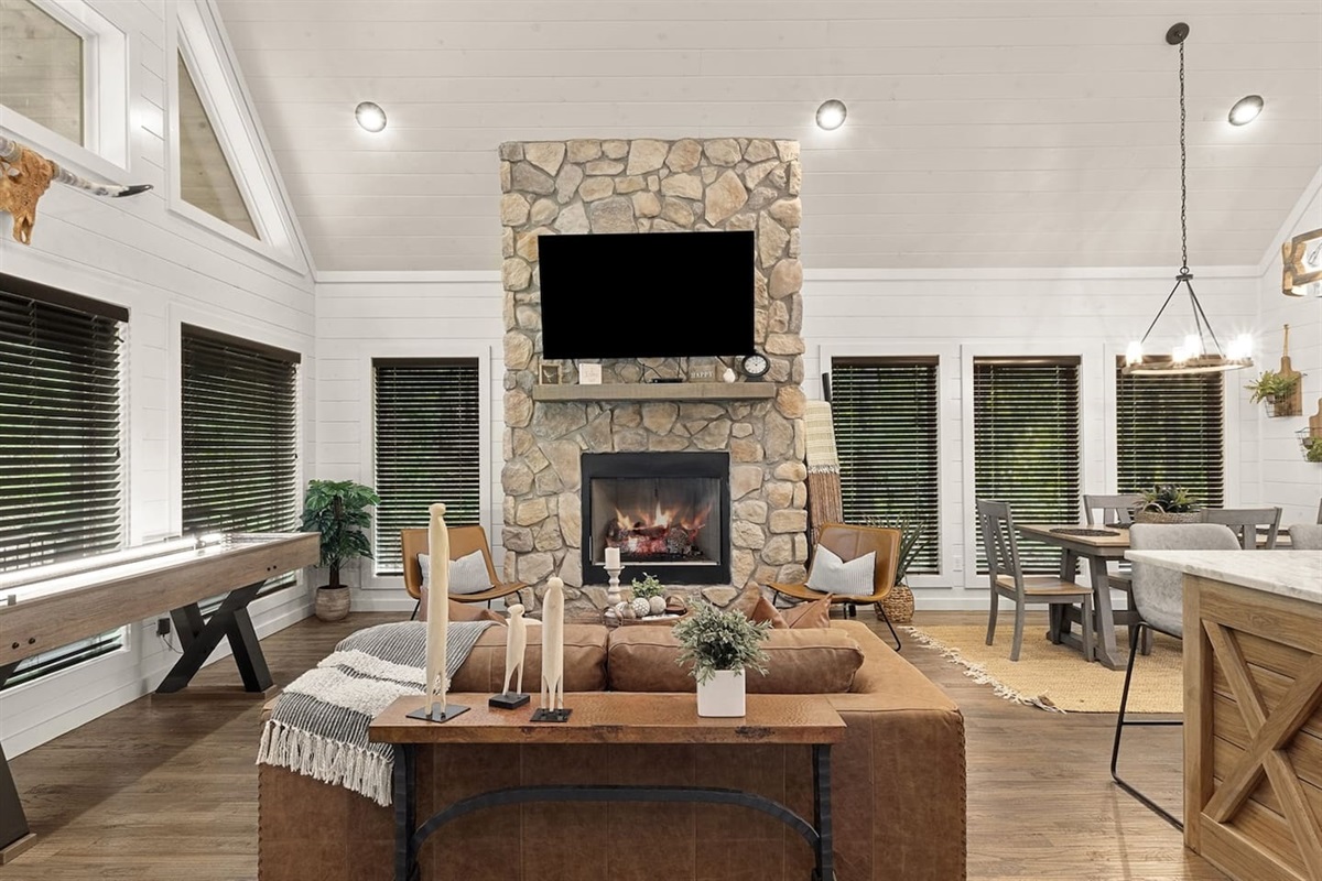 An inviting space where rustic charm meets modern comfort — perfect for unwinding after a day outdoors.
