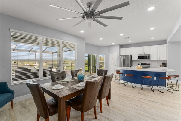 Open dining view to pool