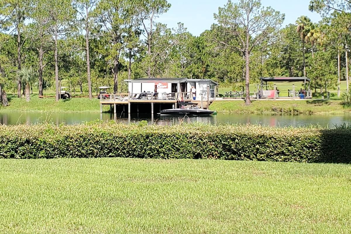 Swiss Waterski Resort ski dock located across the lake from villa