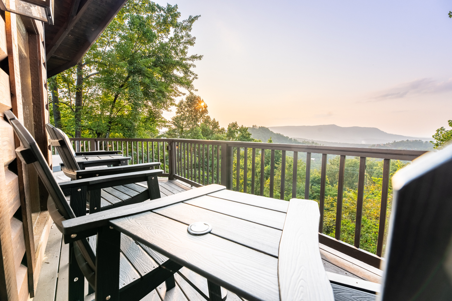 Sip a morning cup of coffee while watching the long mountain views