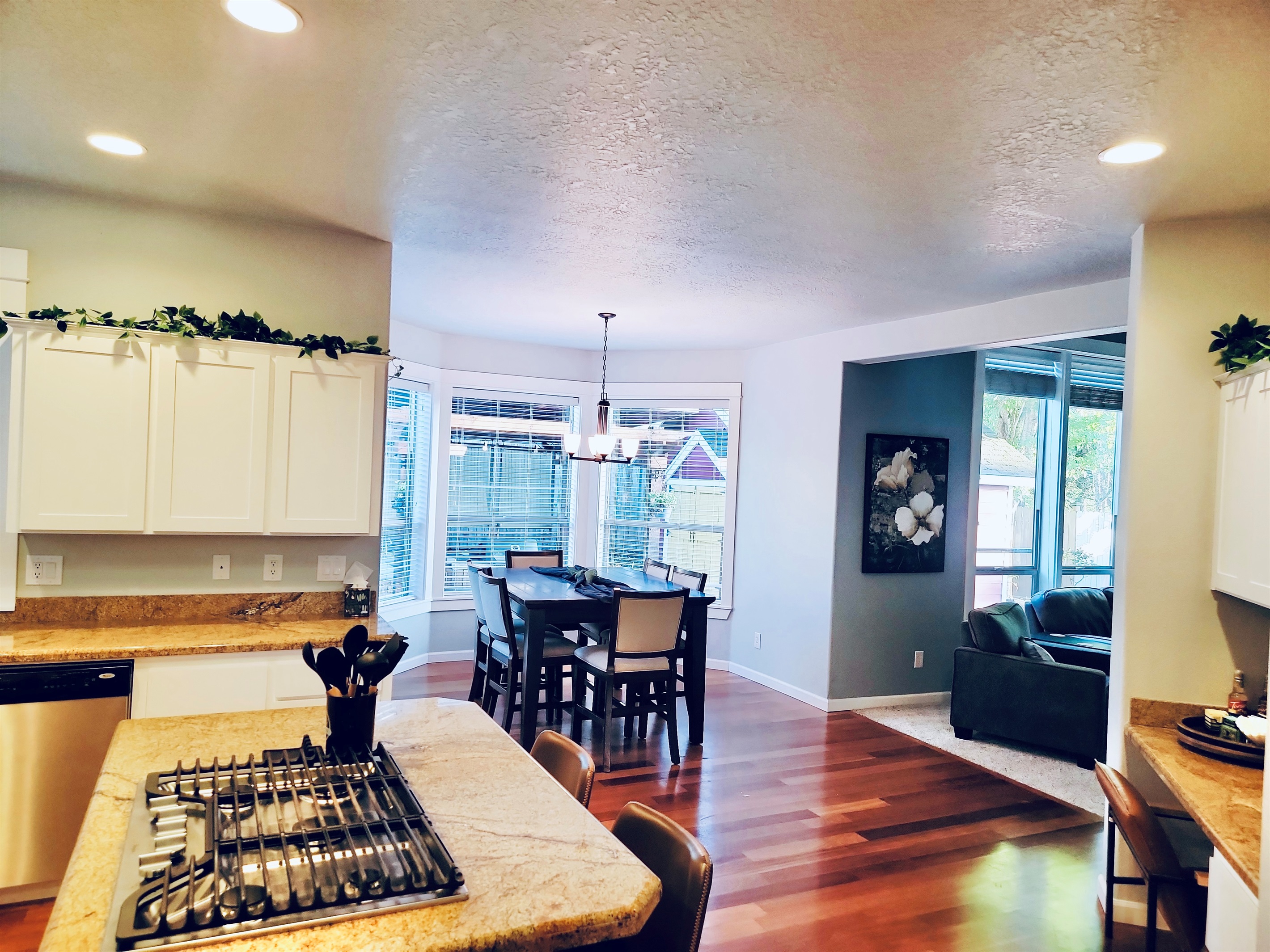 View from kitchen to Dining Room 2 and Living Room 2