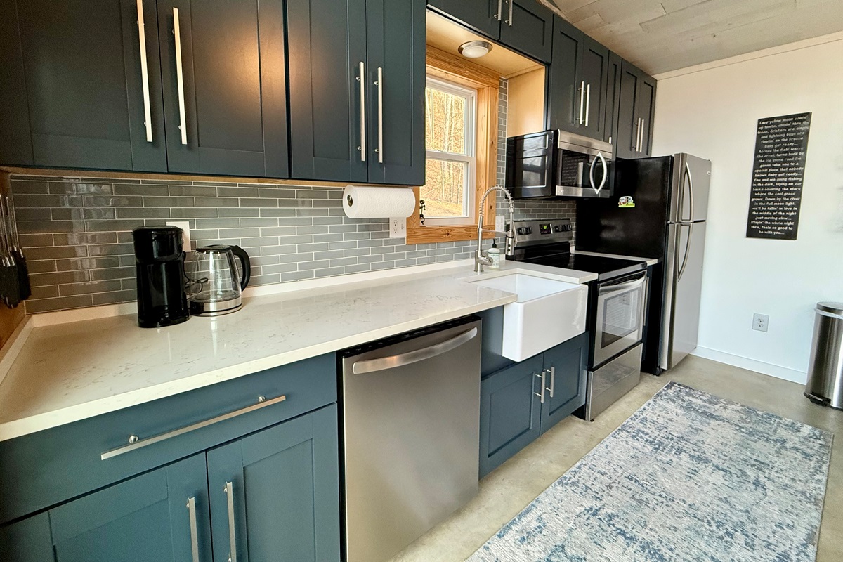Fully stocked with cookware, dishes, and essentials so you can cook, dine in, and enjoy a peaceful night at the cabin.