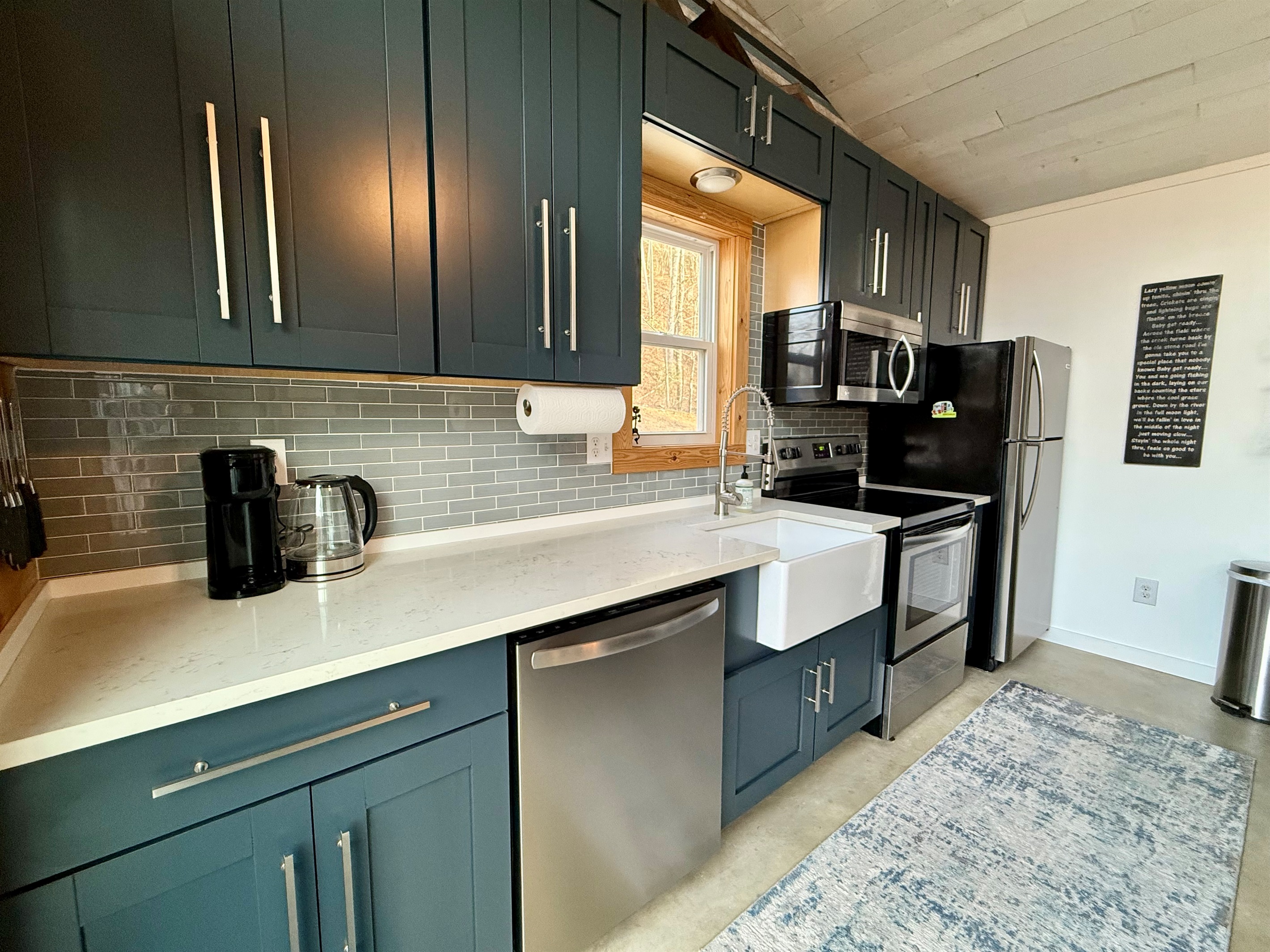 Fully stocked with cookware, dishes, and essentials so you can cook, dine in, and enjoy a peaceful night at the cabin.