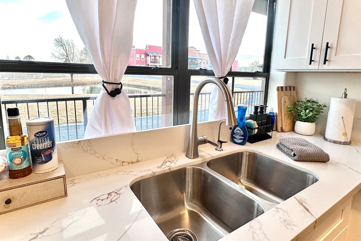 Enjoy the view of the pond from the large kitchen windows