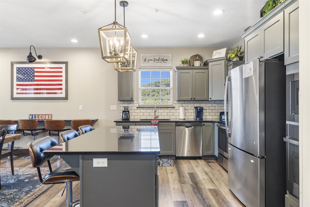 Kitchen is fully equipped for use. Just bring your food!