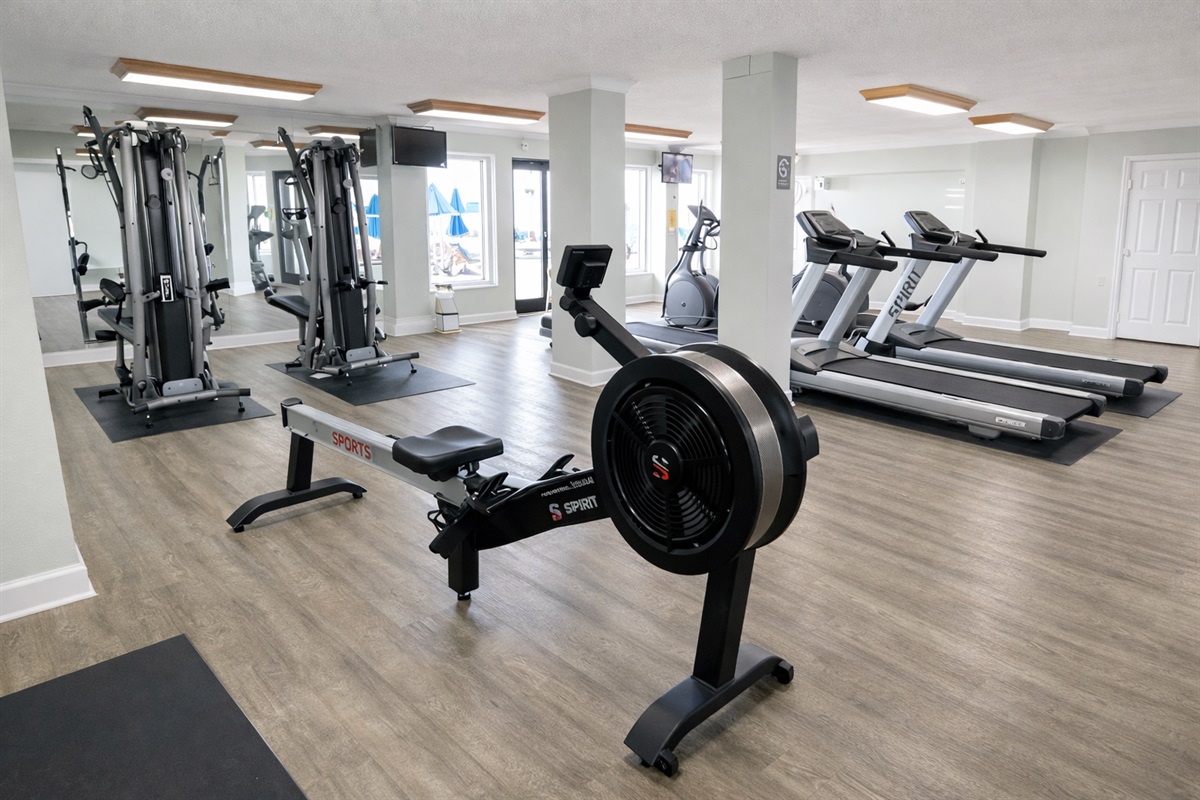 Fitness room with exercise equipment and treadmills