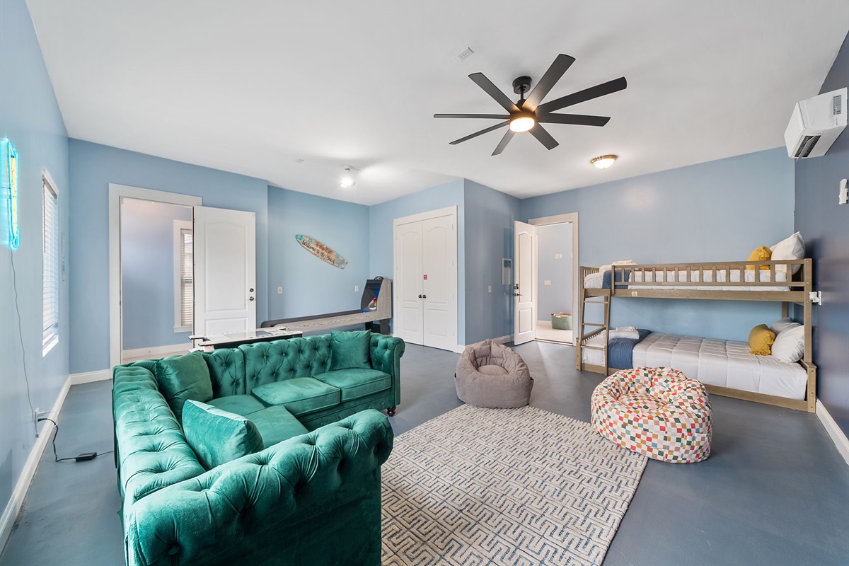 Skee-ball, arcade fun, and a comfy crash pad__ all in one