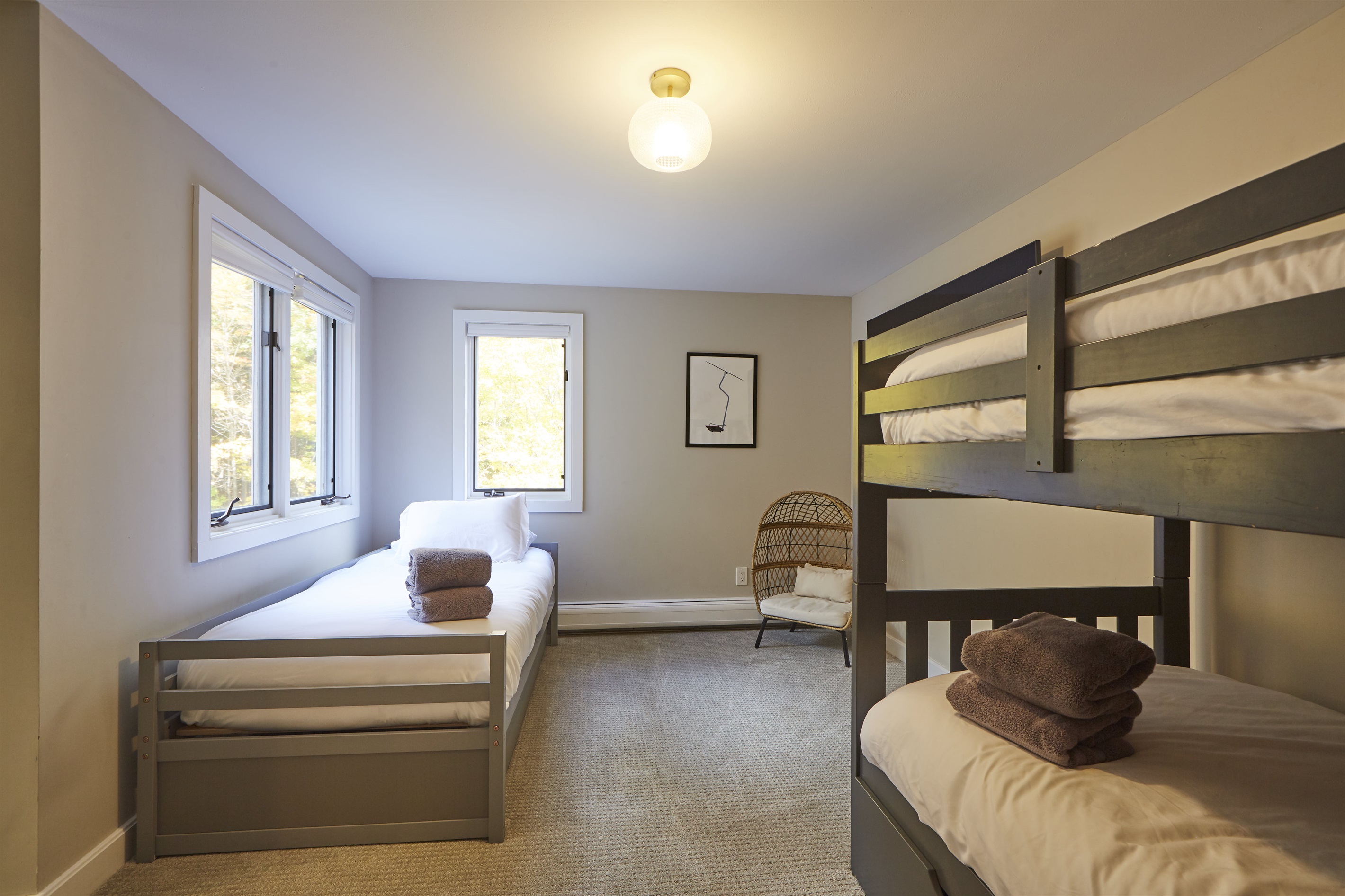 Second floor bedroom with bunk beds is perfect for the kids.