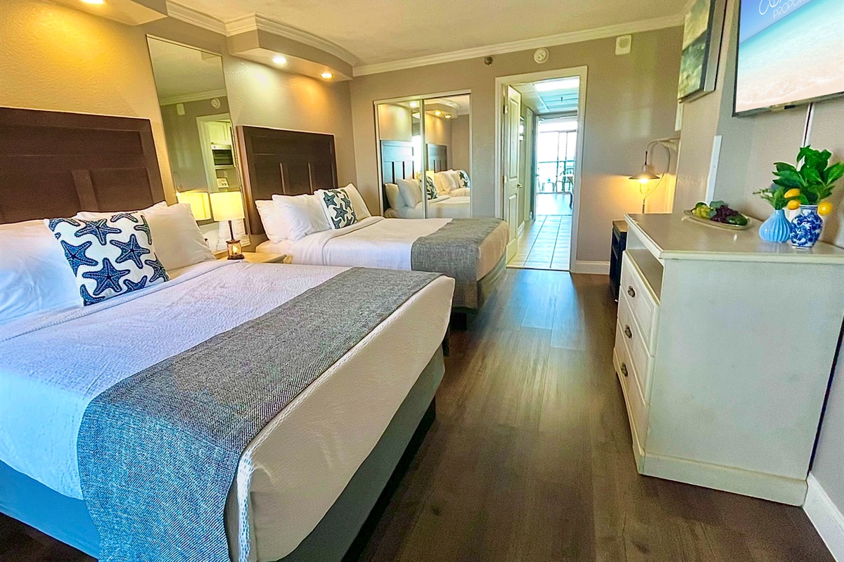 Comfortable bed and inviting bedroom space.