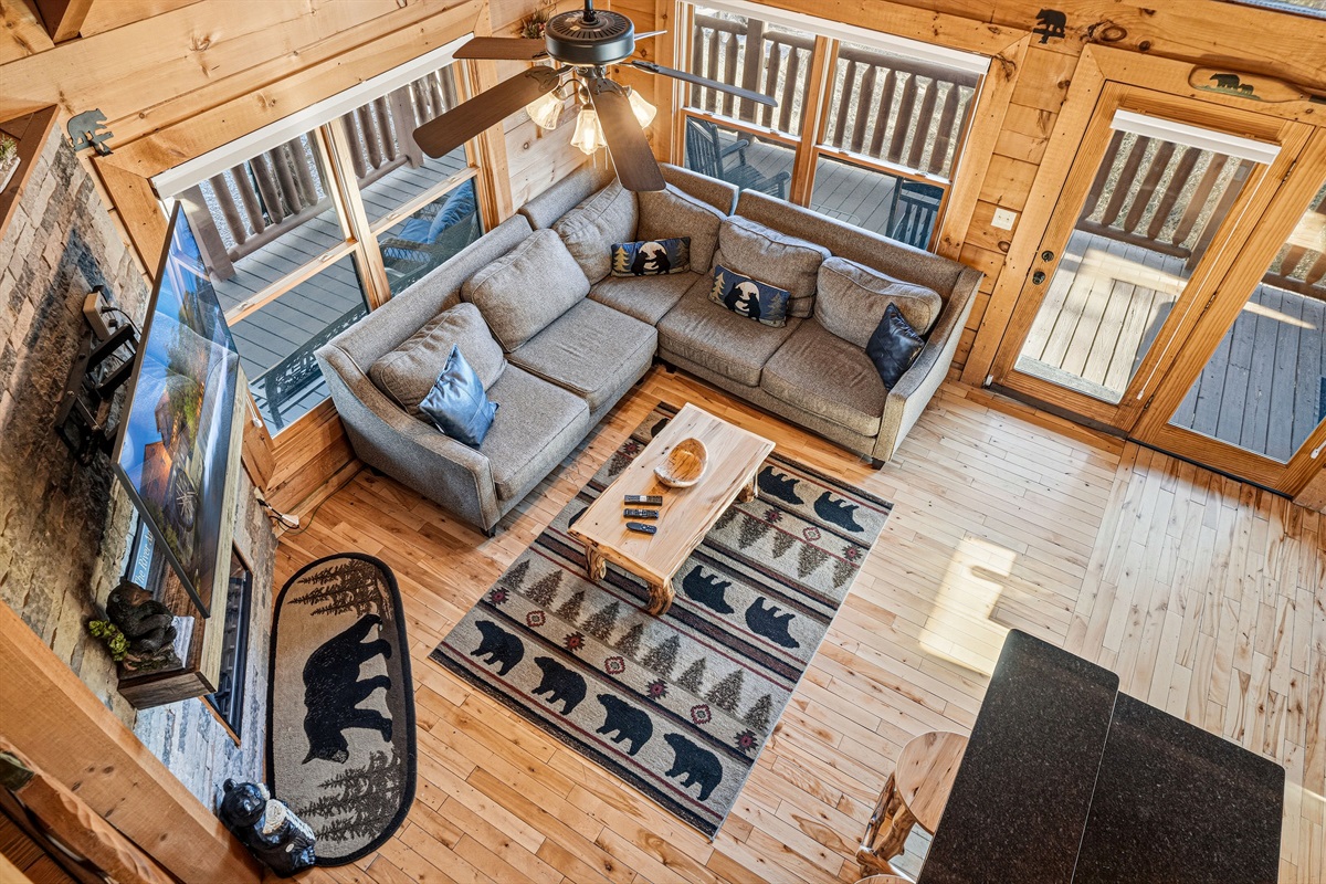 Spacious, open concept living room with your own fireplace!