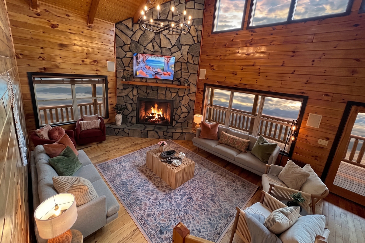 Relax in our living room with breathtaking mountain views!