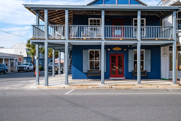 Front of Building. Main Street Mercantile and Salty C's occupies the first floor. 