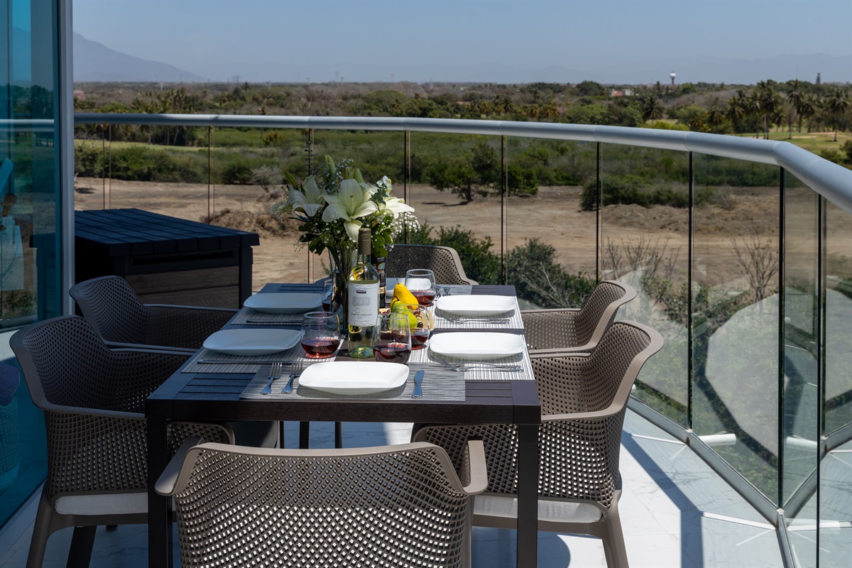 Balcony Dining Table with Golf Course view