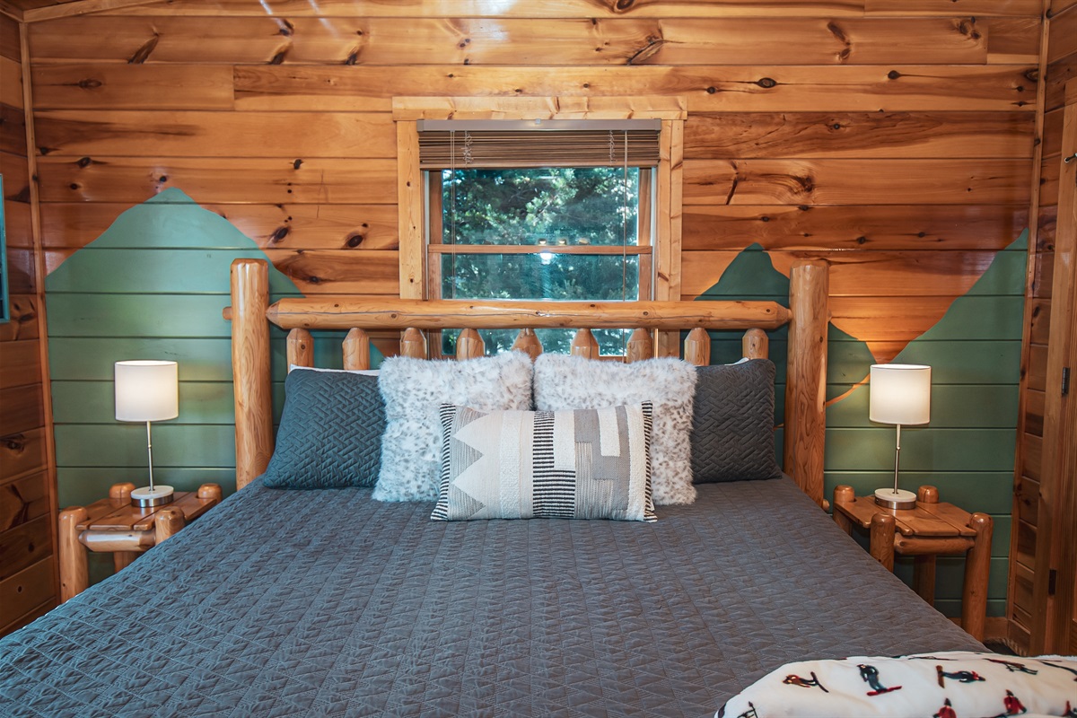 Custom murals, cozy and clean bedding and five star service await you for your holiday getaway in the Great Smoky Mountains!