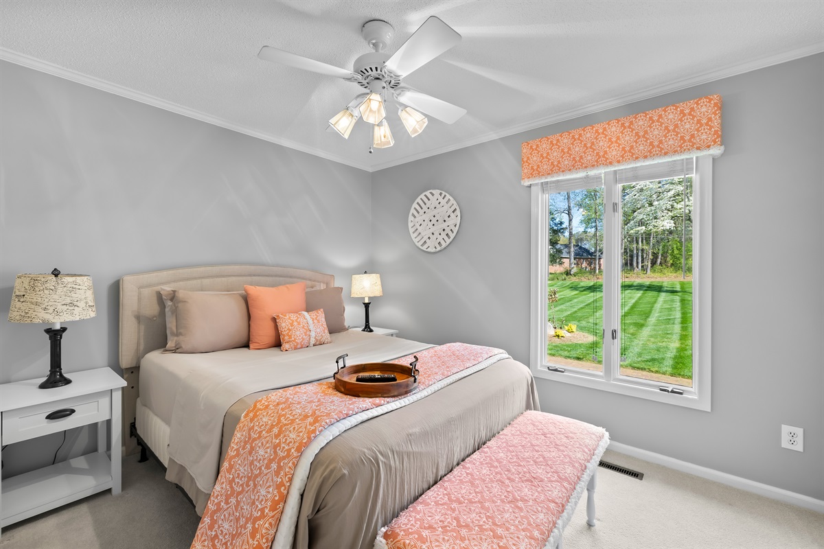Guest bedroom with a Queen size bed. 