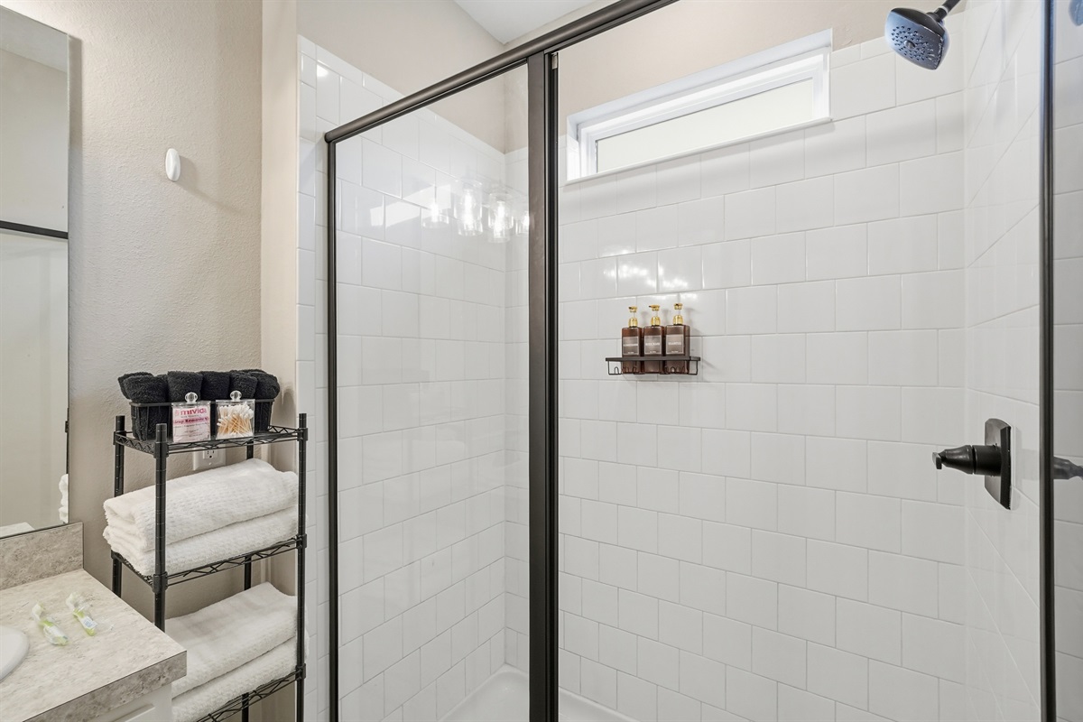 Huge master shower to bathe comfortably