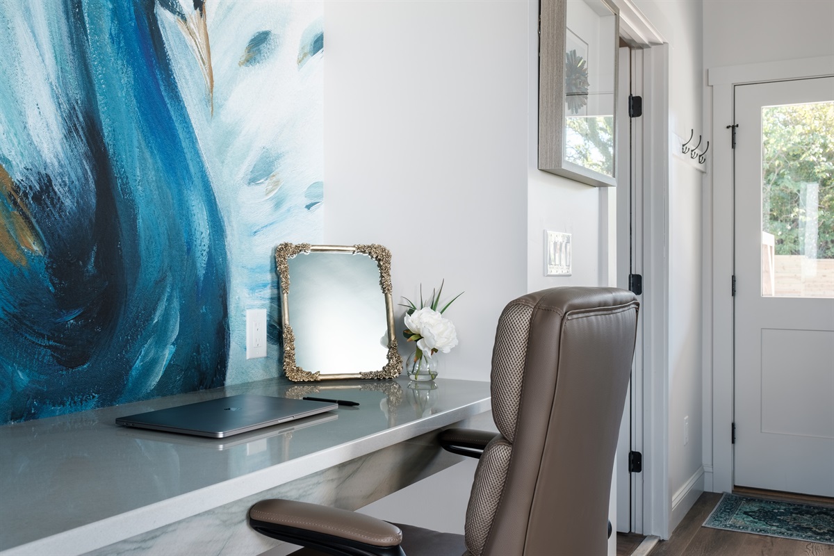 Stay productive in the dedicated kitchen workspace, complete with fast Wi-Fi and plenty of natural light.