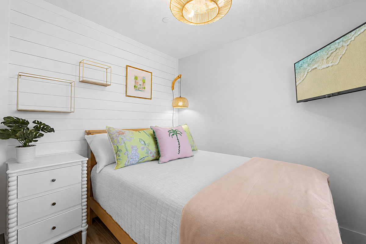 No bunks or pullout sofas in this unit.  Everyone gets to sleep in a private room with a comfortable bed.