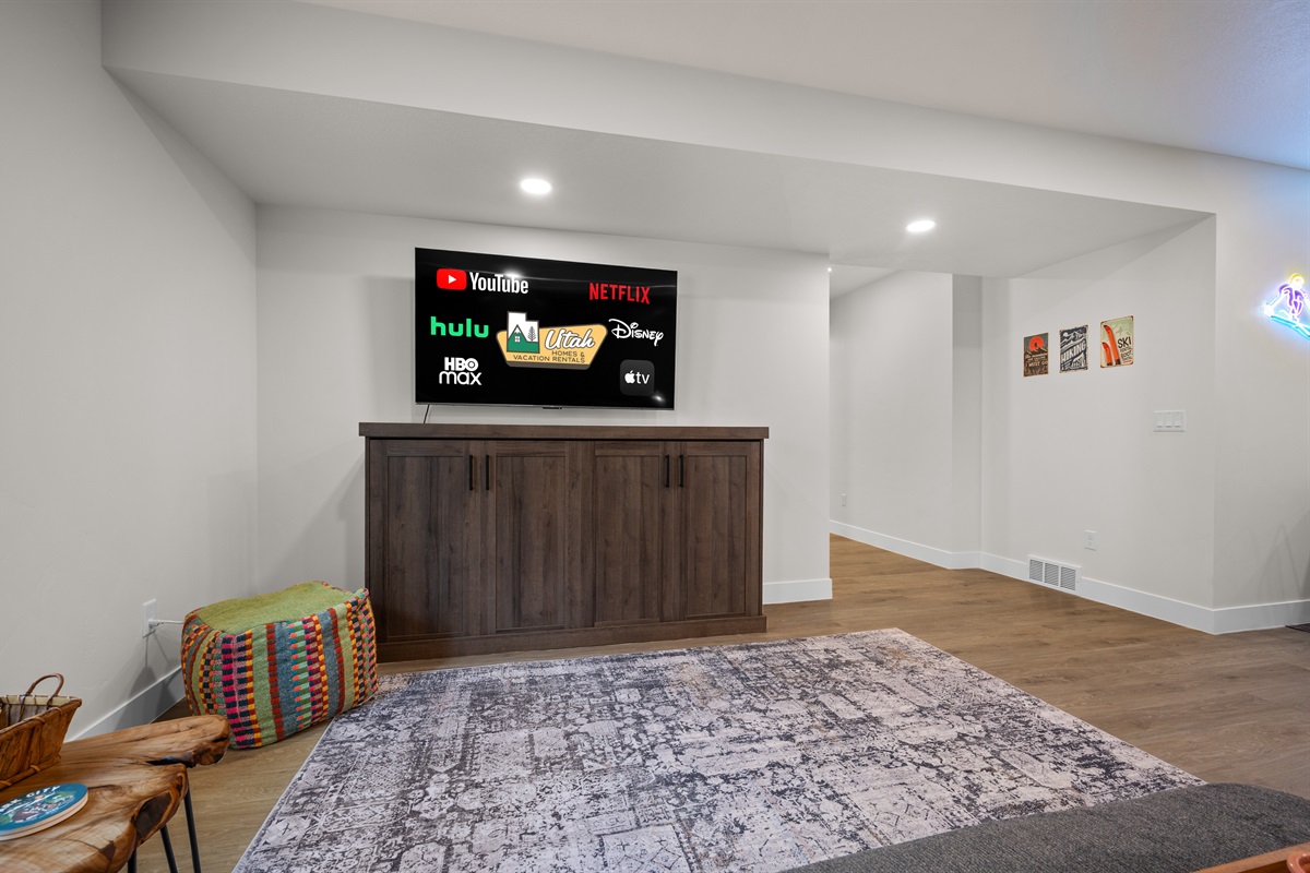 The cabinet is a twin murphy bed for additional guests.