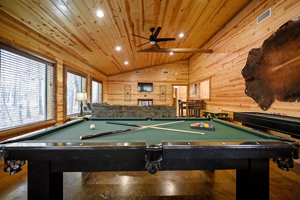 Fully Loaded Game Room | Pool Table, Shuffleboard, Arcade