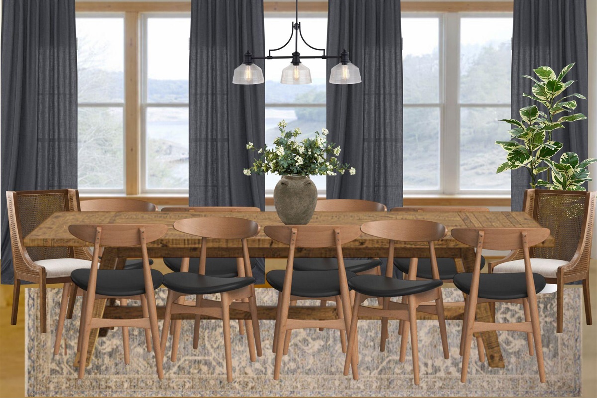 Dining room design board (rendering, not exact)