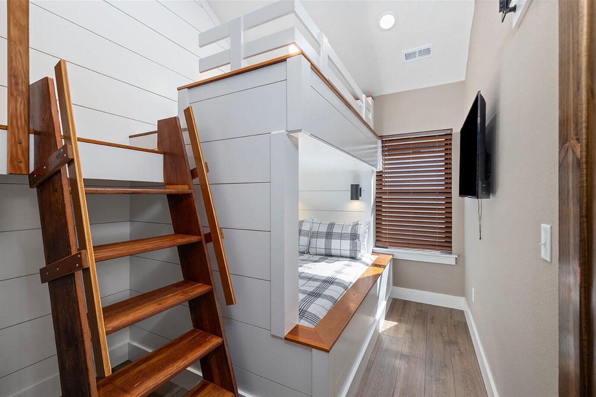Full over Queen Bunk room with bathroom right outside the door