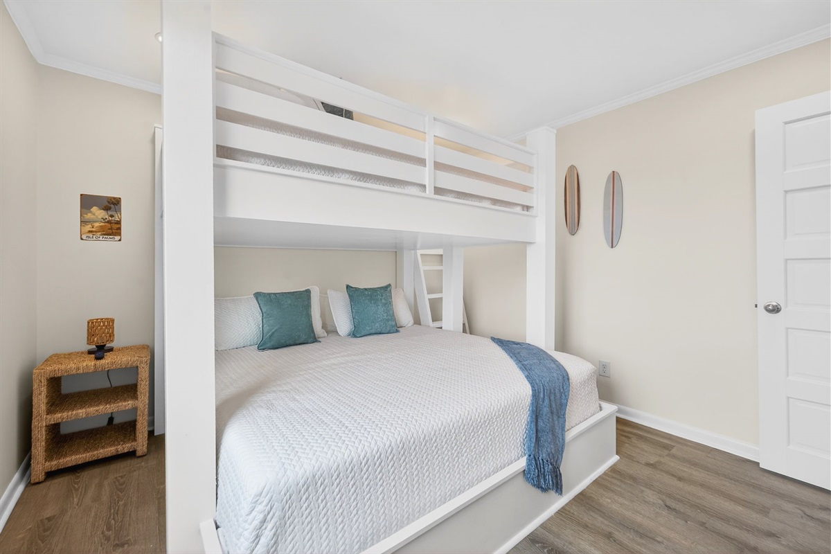 Bunk Room Queen over King | Beach Break | IOP Escapes Vacation Rentals | 1400 Ocean Blvd 106B, Isle of Palms SC