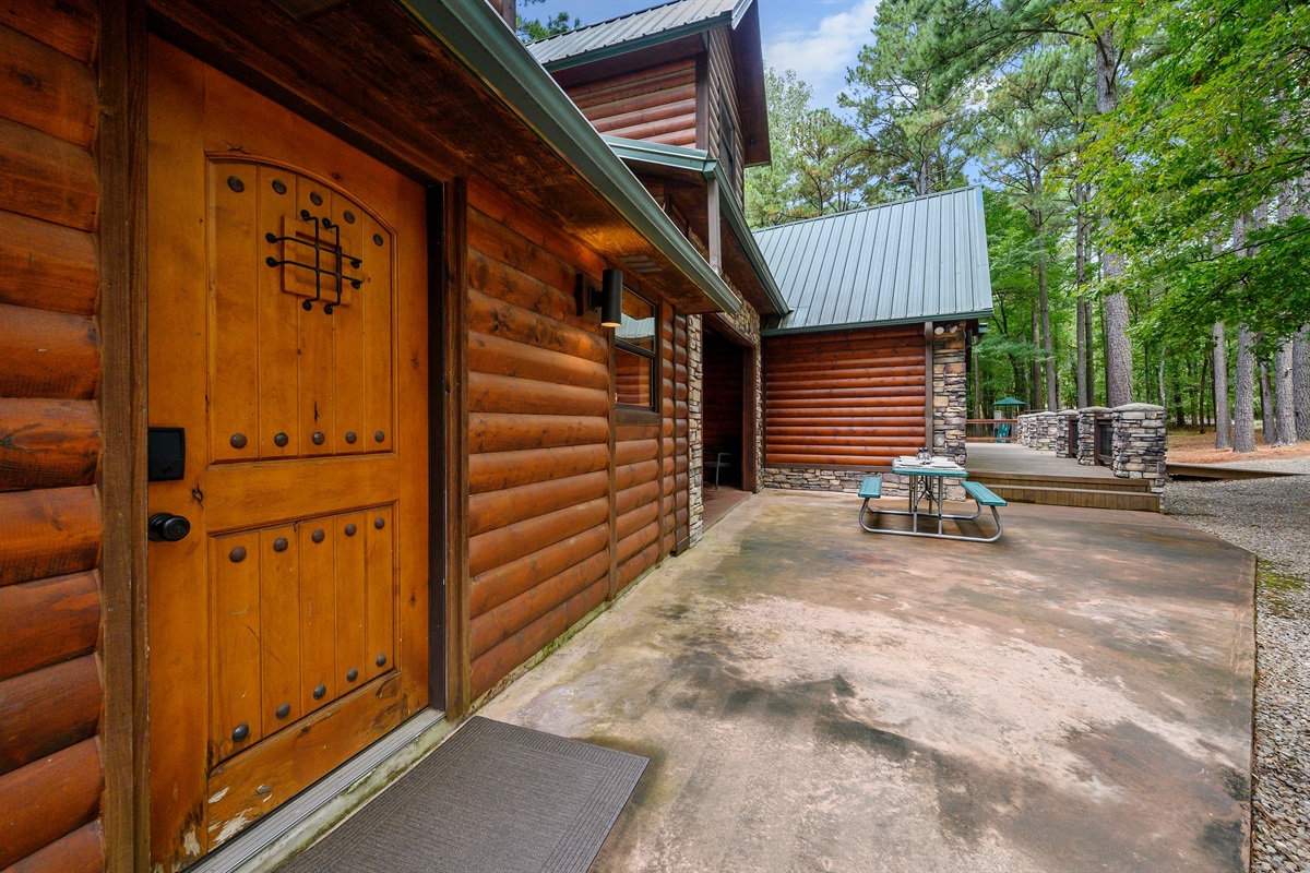2nd entry to cabin - Entrance to game room and bedrooms 4 & 5.  Upstairs bedrooms can also be accessed from inside stairwell.