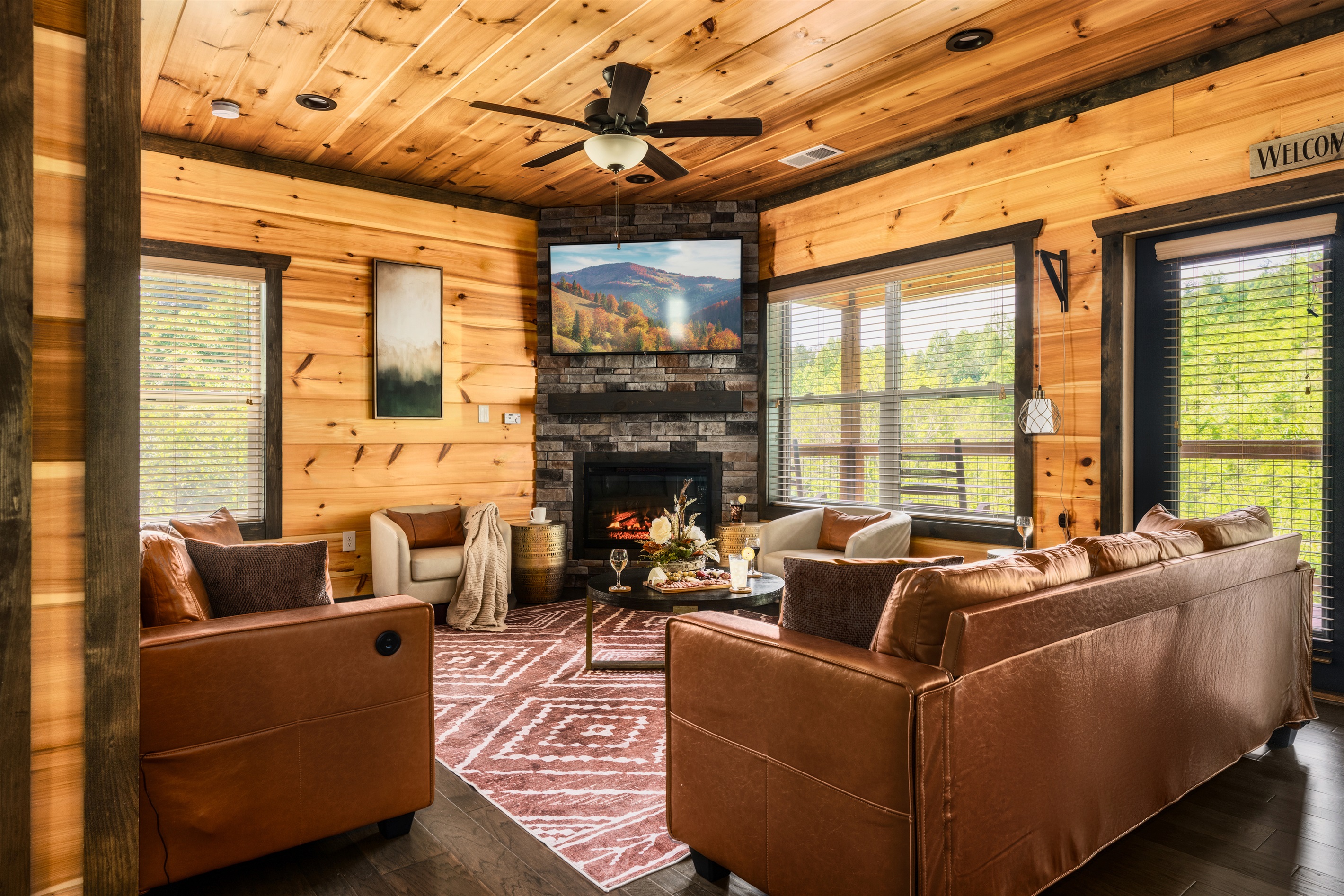 Living room with fireplace