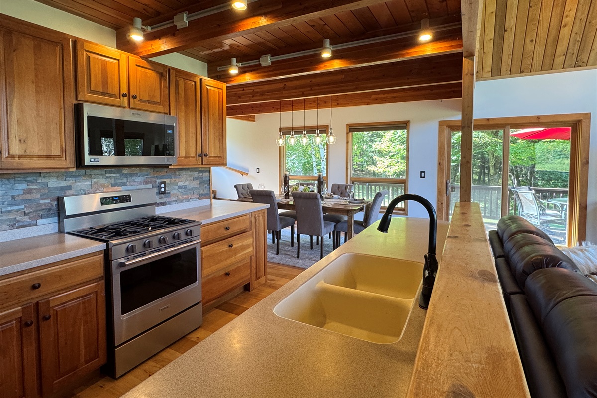 Renovated kitchen with stainless steel appliances
