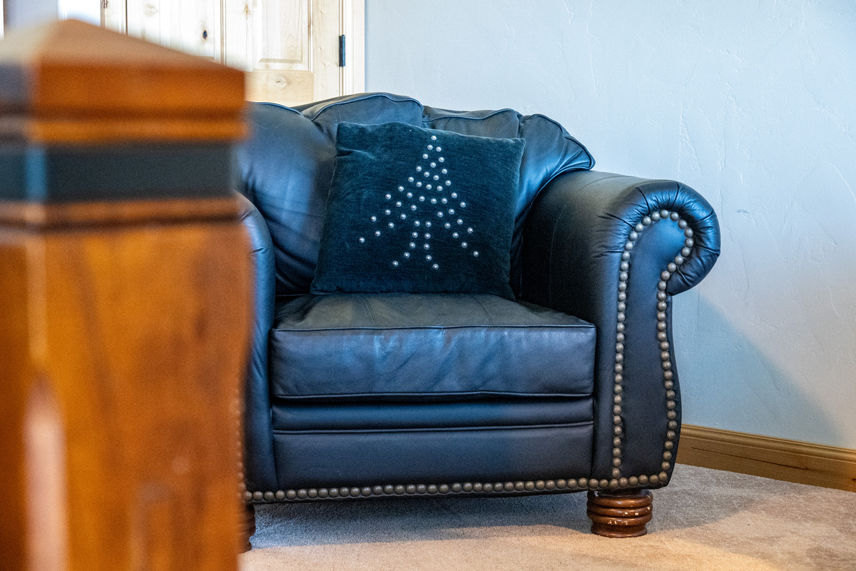 Comfortable reading chair provides a quiet place to unwind.