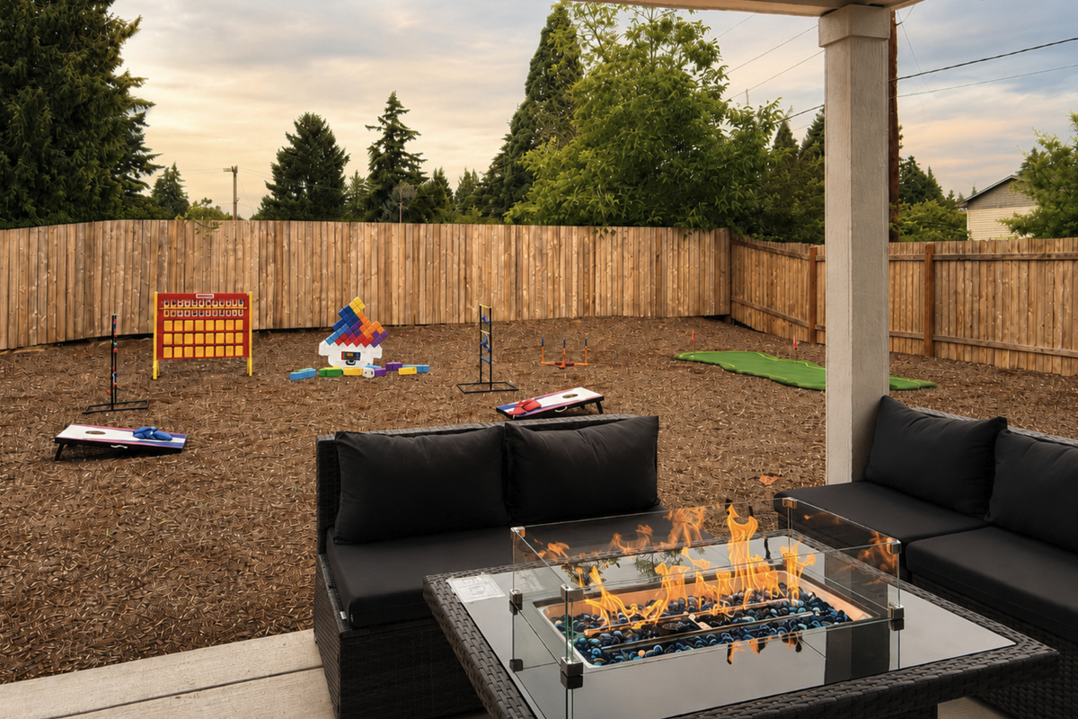 Gather around the fire table — your outdoor paradise awaits every night. Game on, and make memories together!