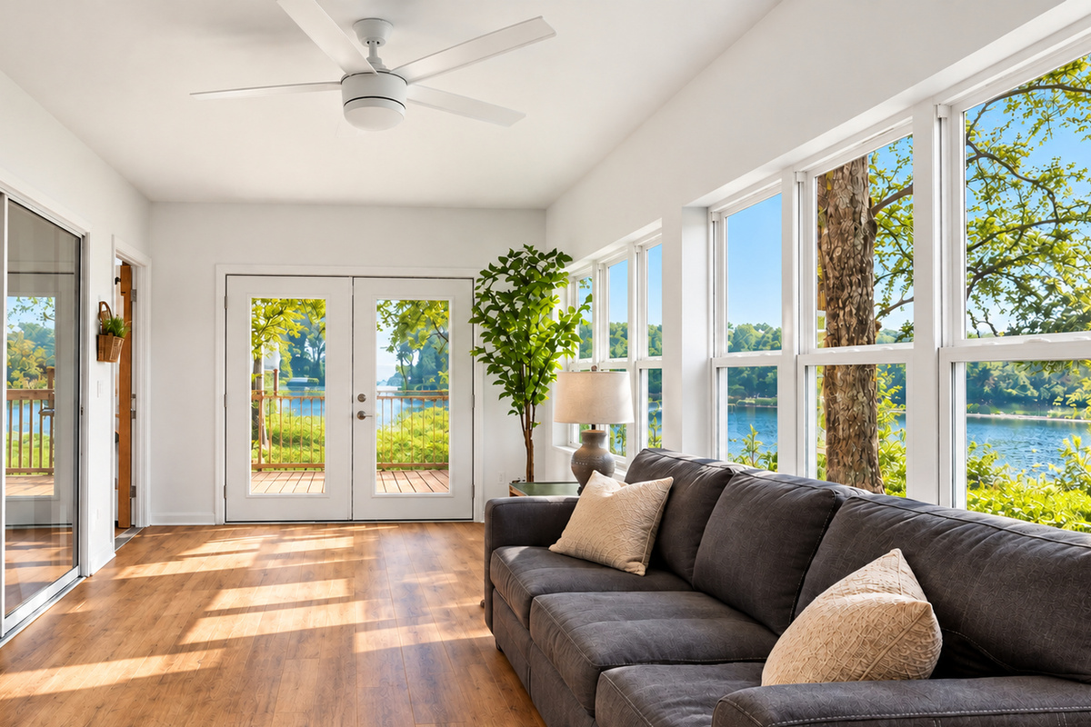 Sunlit Lakeside Sunroom