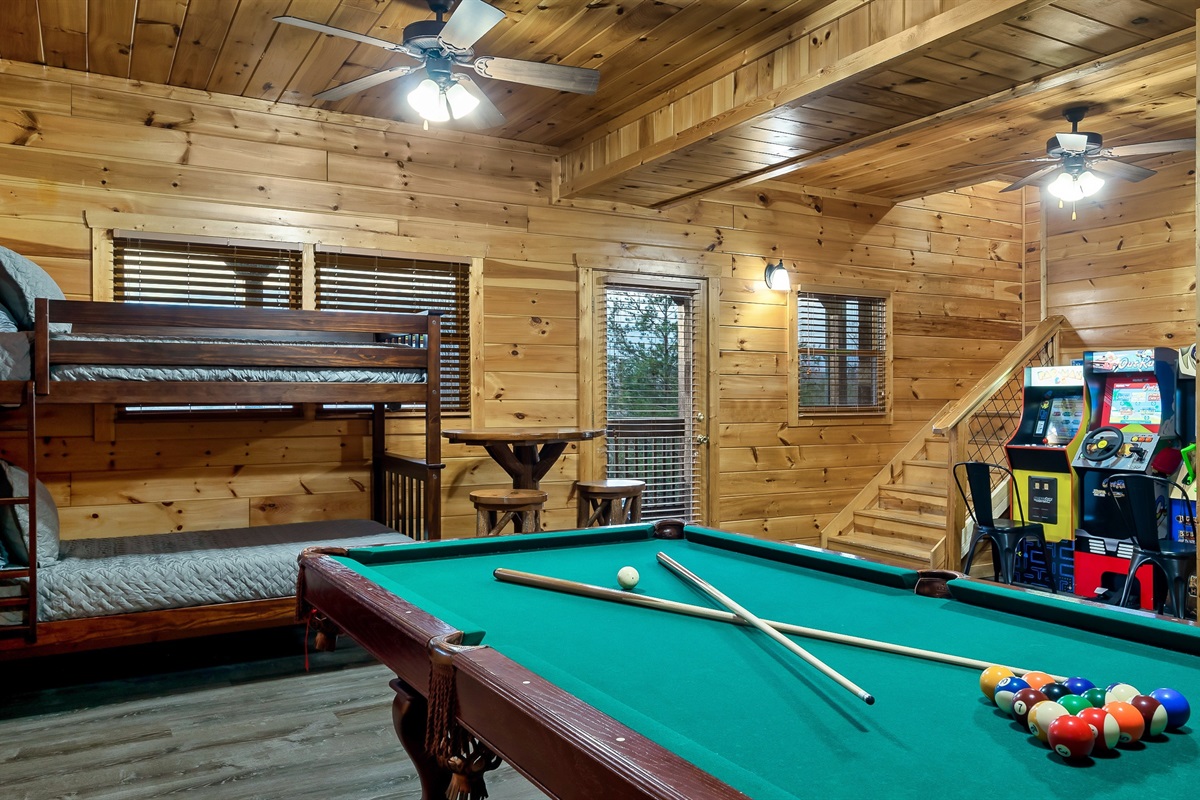 Game Room + bunk room = kid's delight