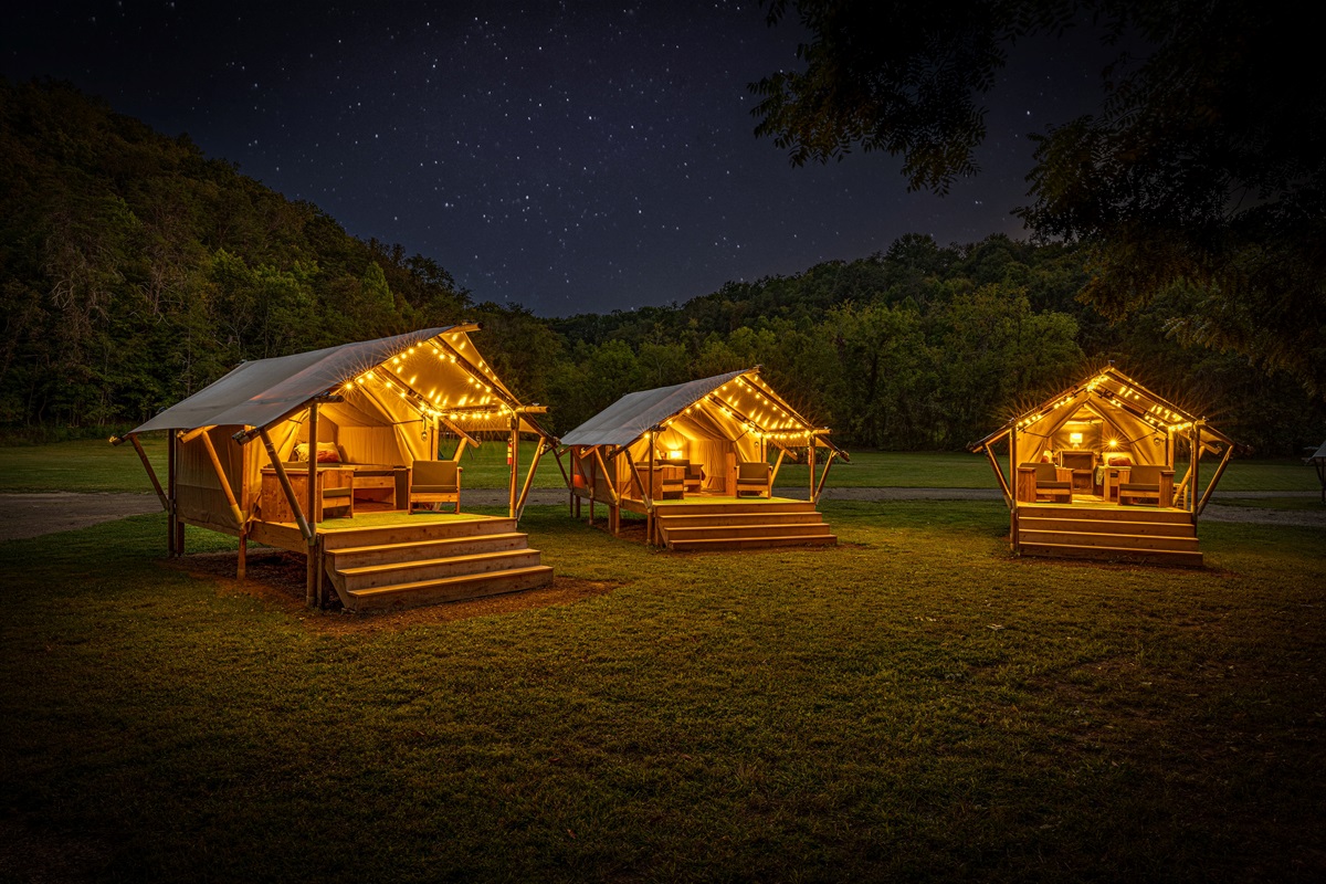 The warm cozy glow beckons you in to relax.