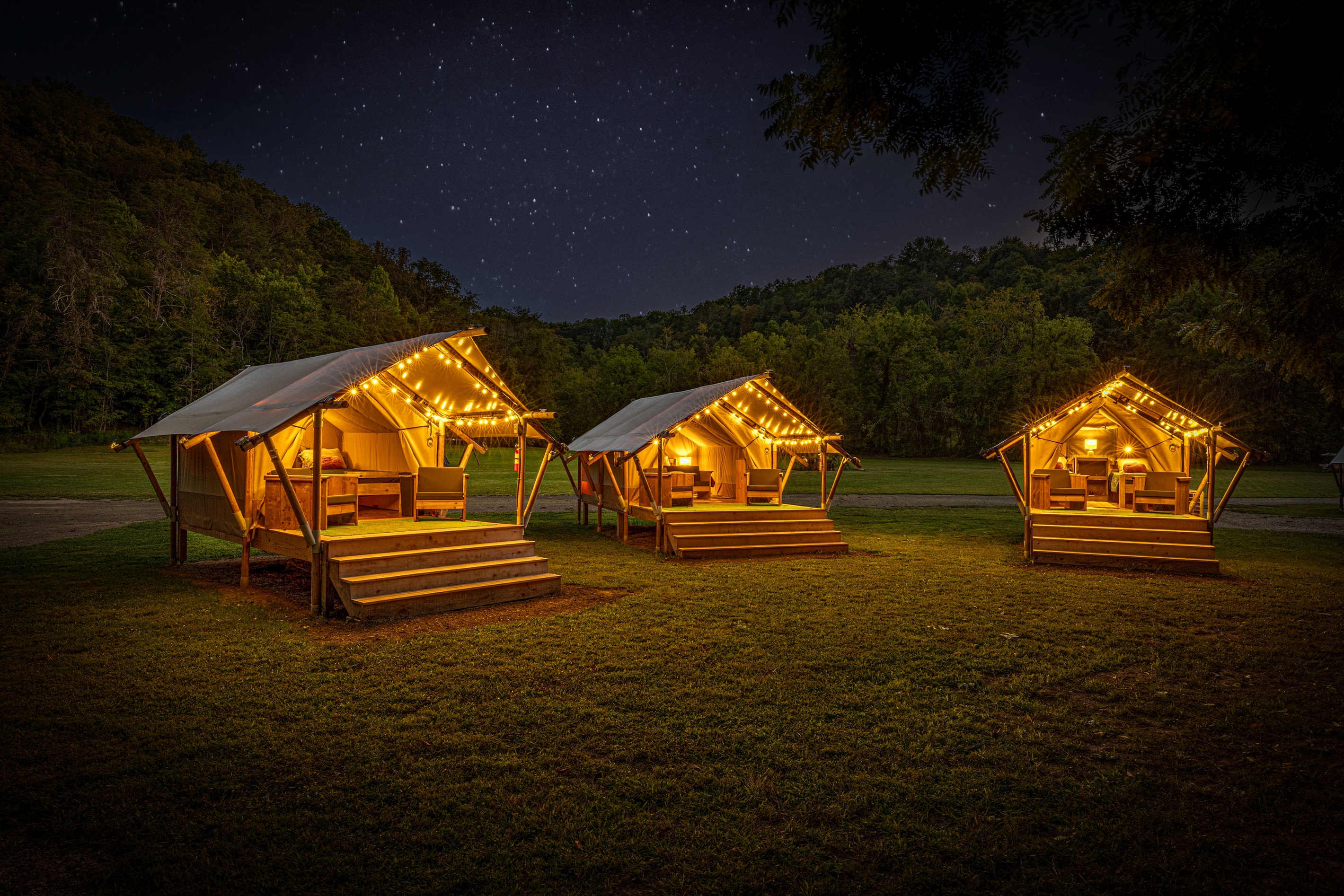 The warm cozy glow beckons you in to relax.