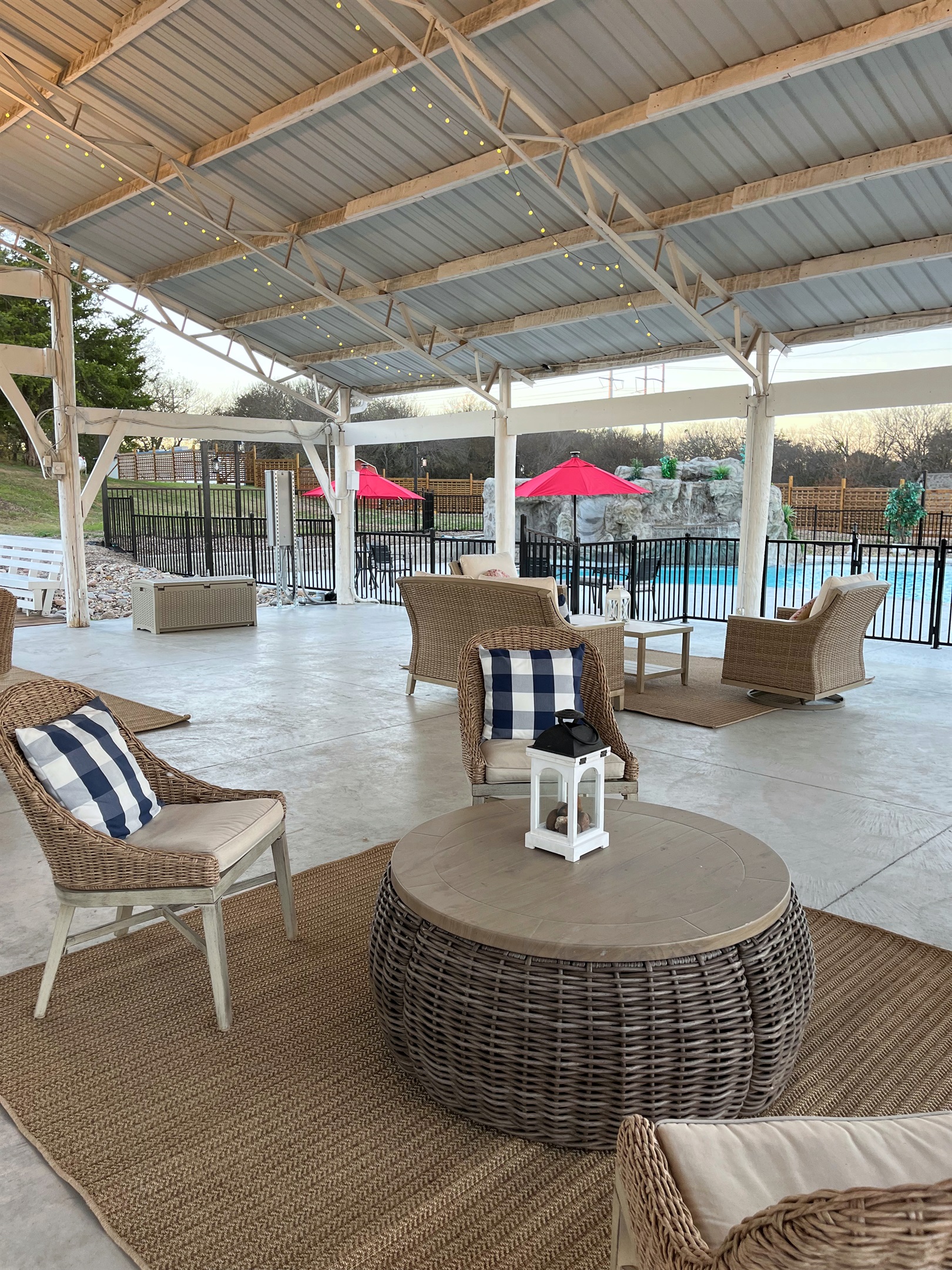 Lots of comfy seating in the pavilion