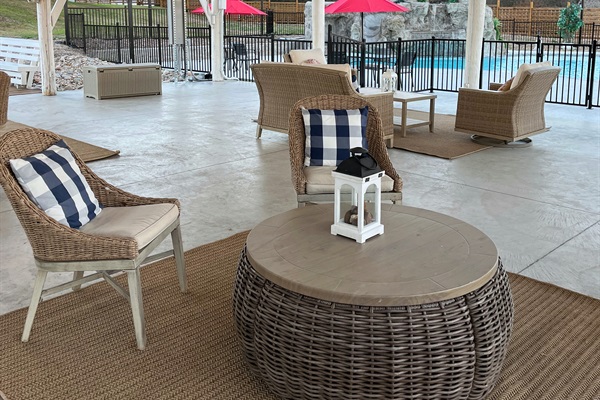 Lots of comfy seating in the pavilion