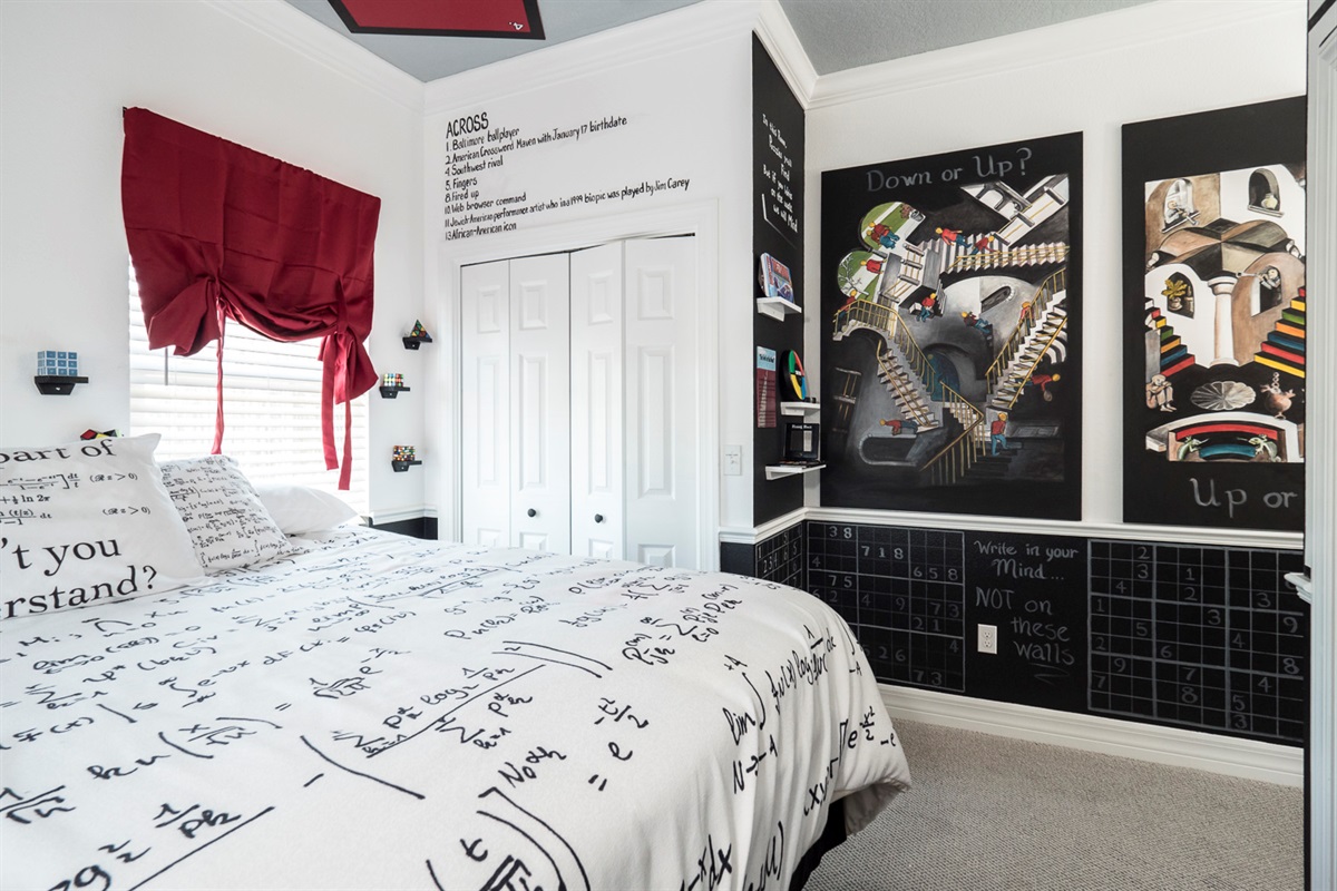 Mind Games bedroom at Clermont lakefront retreat