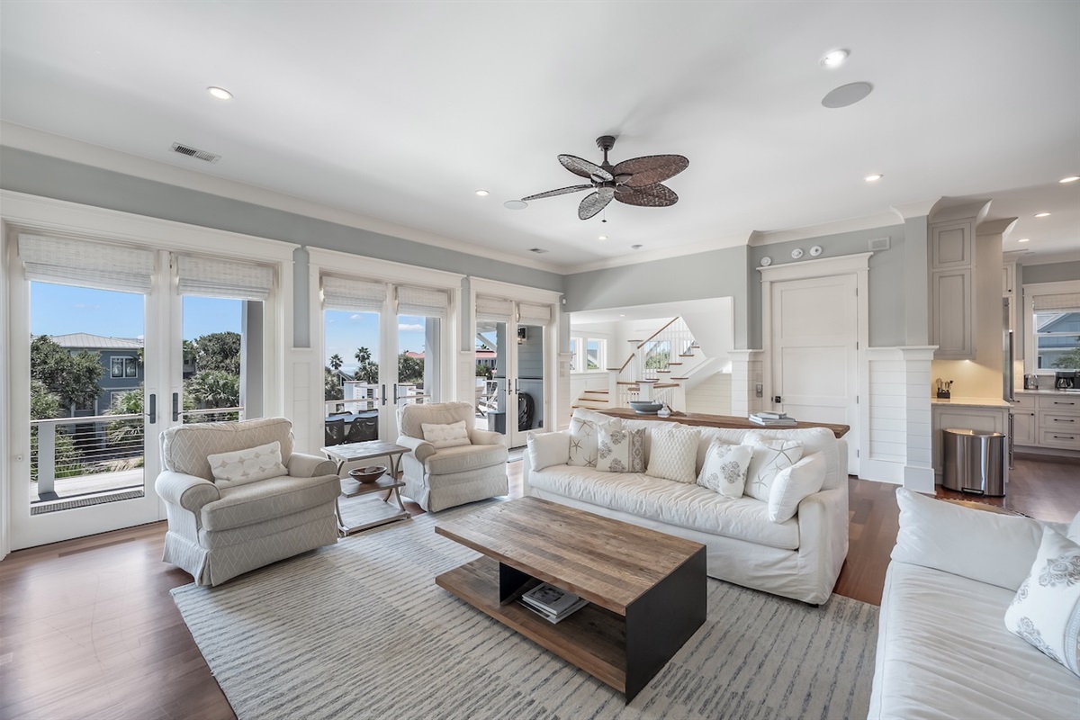 Spacious living room with plenty of seating for your group Shore Thing | 4001 Palm Blvd | Isle of Palms, SC | IOP Escapes