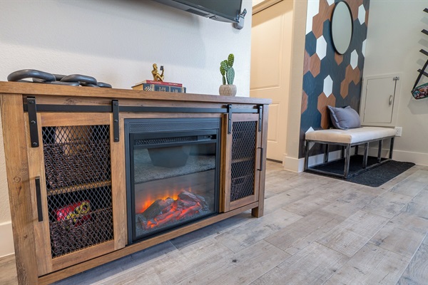 Cozy done right! It even heats the space for those cooler nights.