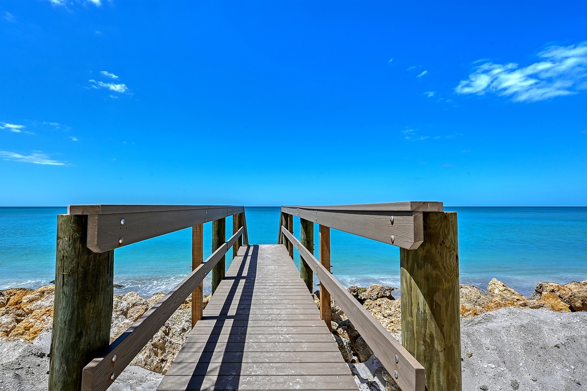 New bridge over rocks to the Gulf