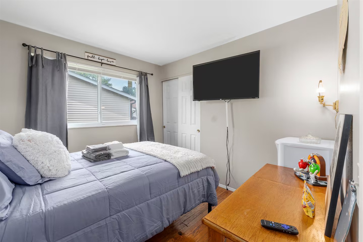 You can also watch TV in our full size bedroom!